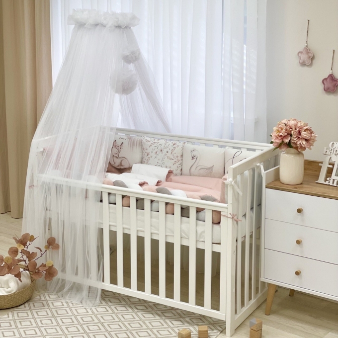 Set lenjerie patut bebe 7 piese Bambi roz (11)